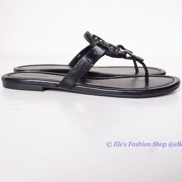 NIB Tory Burch Crystal Embellished Miller Pave Sandal BLACK US 7.5 8 10.5 11 - Picture 9 of 16
